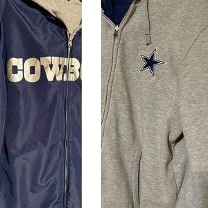 NFL Cowboys REVERSIBLE Blue & Gray hooded Jacket
